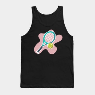 Graphic Tennis Racket And Tennis Ball Tank Top